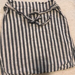 Black and White Knee-Length Pencil Skirt with Tie Front